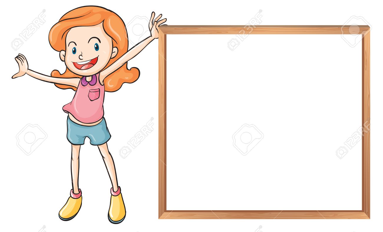 Girl holding board clipart