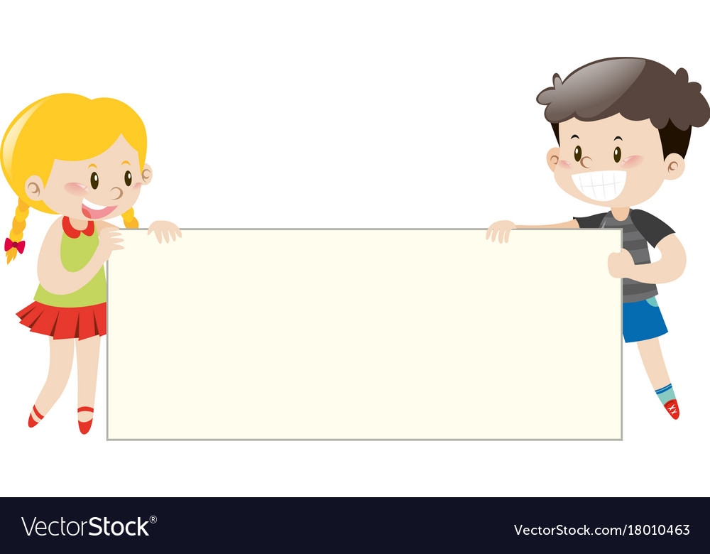 Happy kids holding white board
