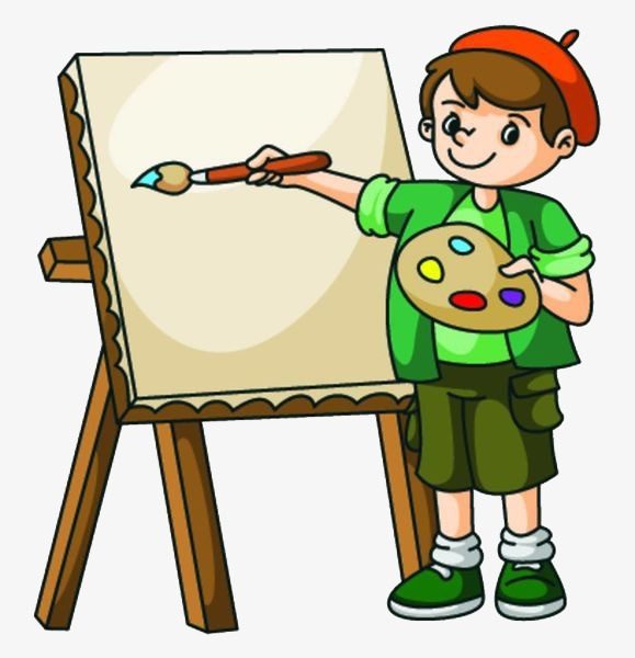 A Boy Drawing On A Drawing Board, Boy Clipart, Painting