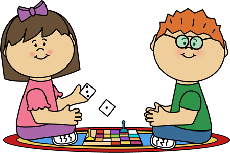 Kids Playing Board Game Clipart