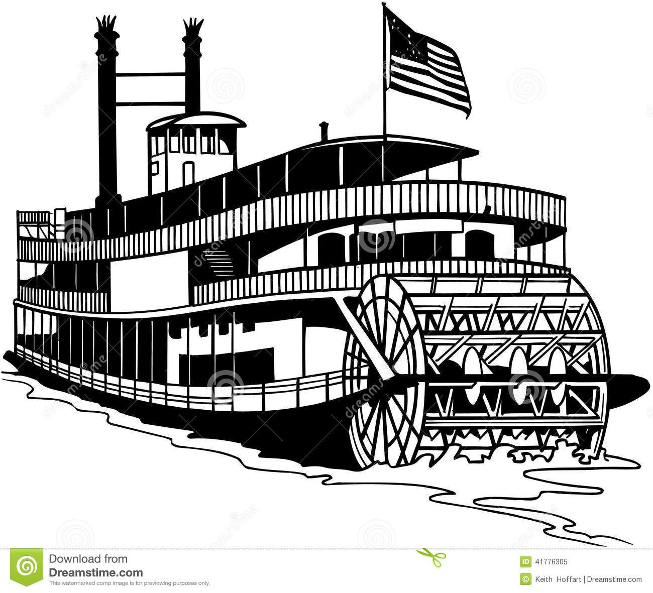 Old Ferry Boat Cartoon Vector Clipart Stock Vector