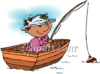 Fisherman in boat clipart