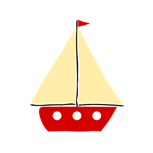Red sail boat