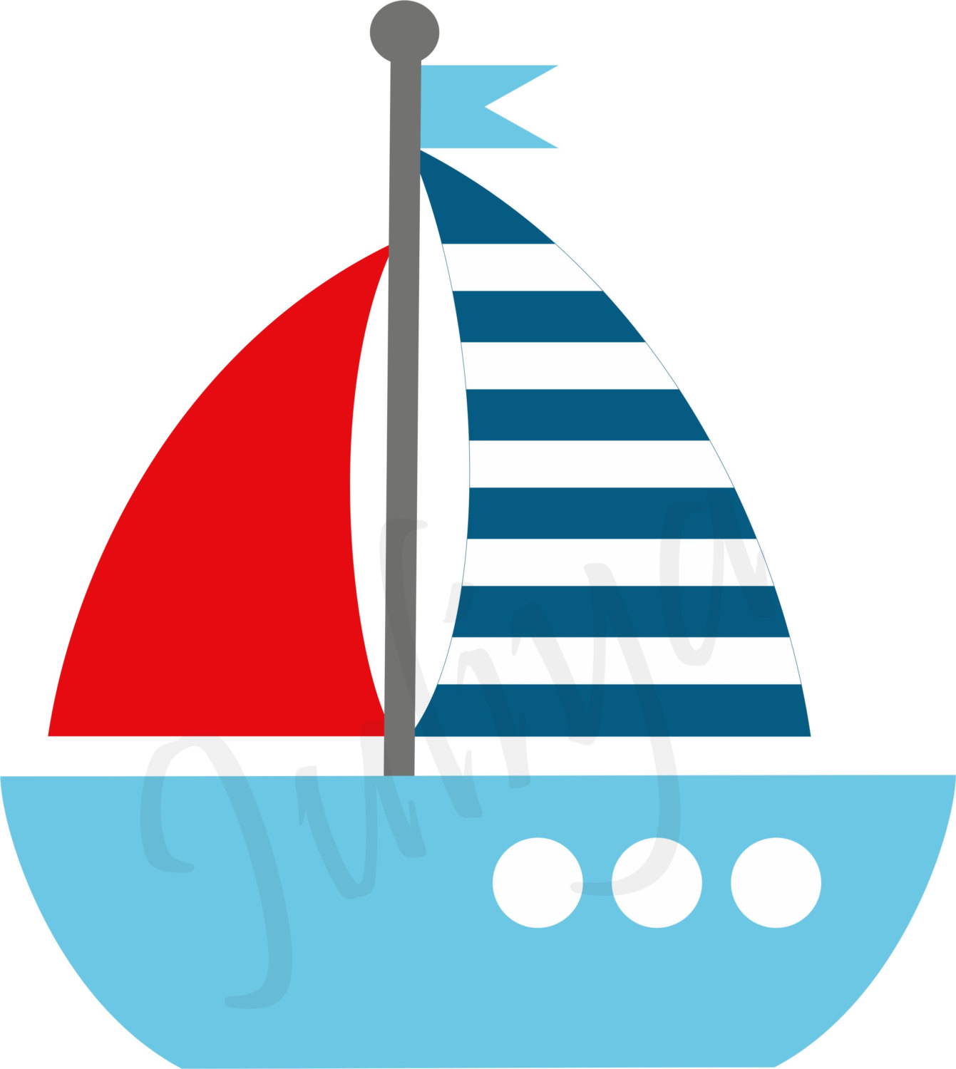 Sailboat clipart red and blue pencil in color sailboat