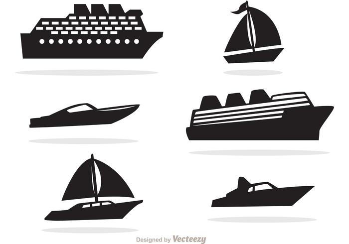 Ship And Boat Black Icons Vector