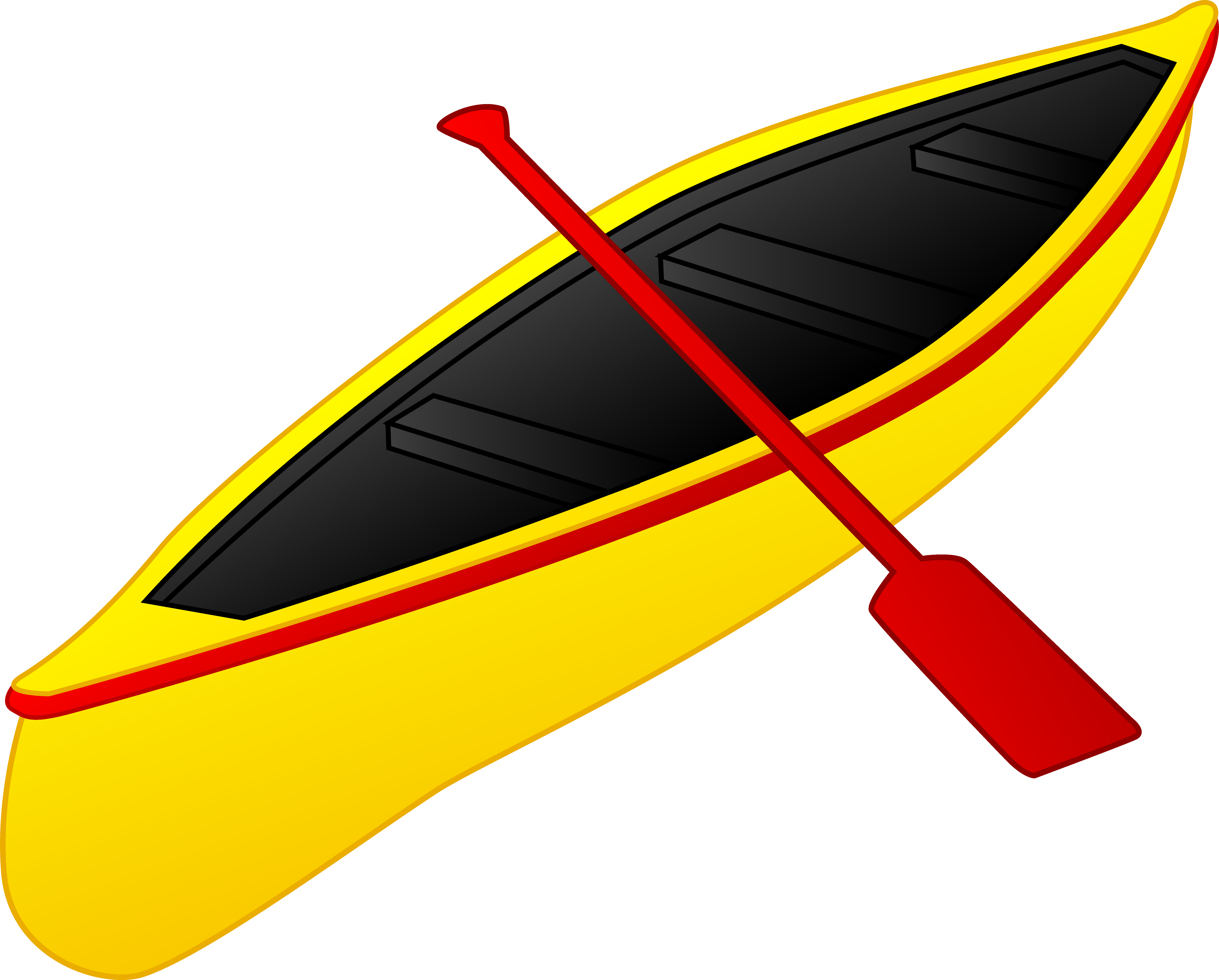 Yellow boat with a red paddle Free Clipart free image