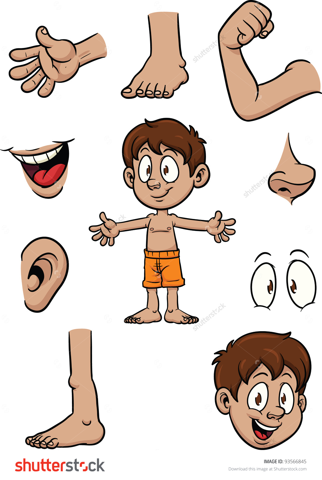 Body parts for kids clipart