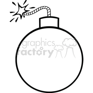 Royalty Free RF Clipart Illustration Black and White Cartoon Bomb With Lit  Fuse clipart