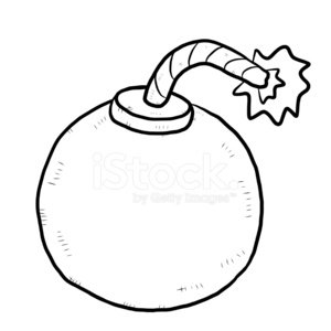 Bomb cartoon black and white Clipart Image
