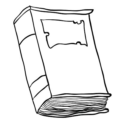 Simple black and white old book Clipart Image