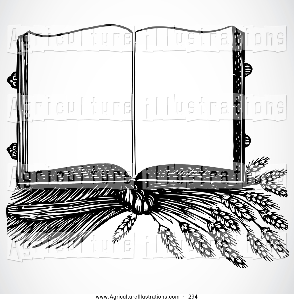 Agriculture Clipart of a Old Fashioned Open Black and White