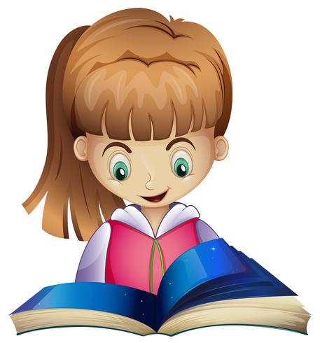 Happy girl reading book