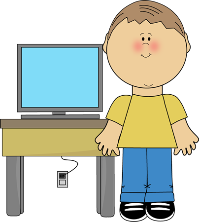 Boy classroom computer.