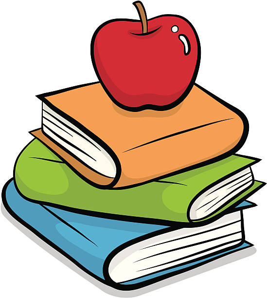 Apple and books clipart
