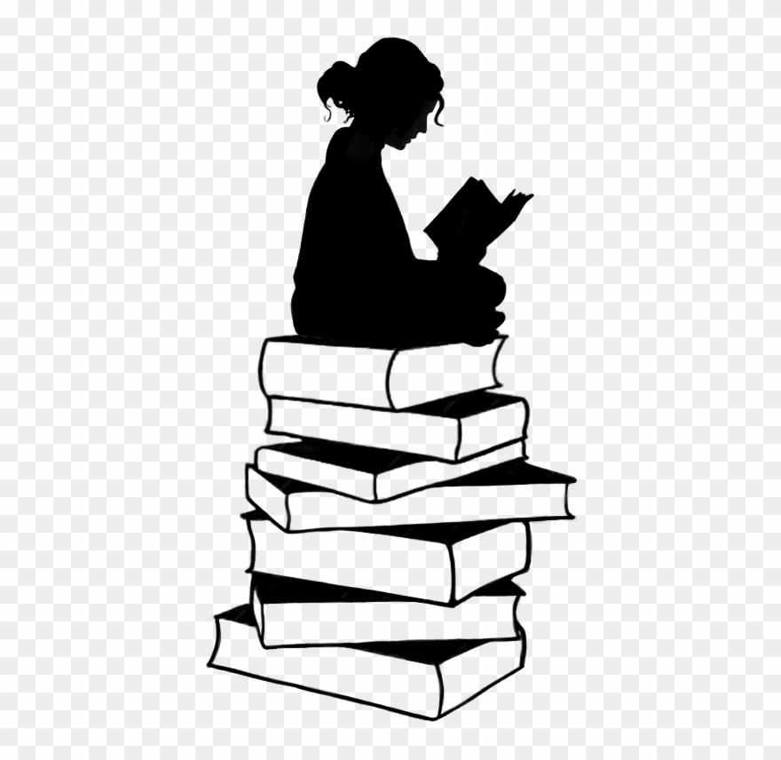 Girl With Book Silhouette Clipart
