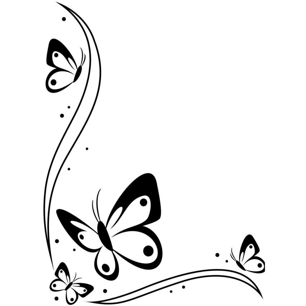 Butterfly Border Black And White Clipart