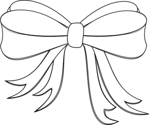 White ribbon bow.