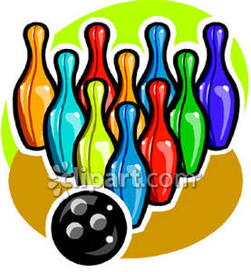Bowling Ball With Colorful Bowling Pins