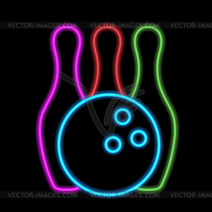 Bowling ball and skittles neon lights