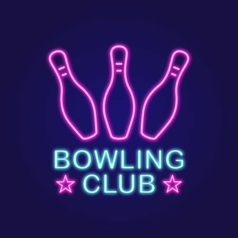 Bowling Club Neon Vector