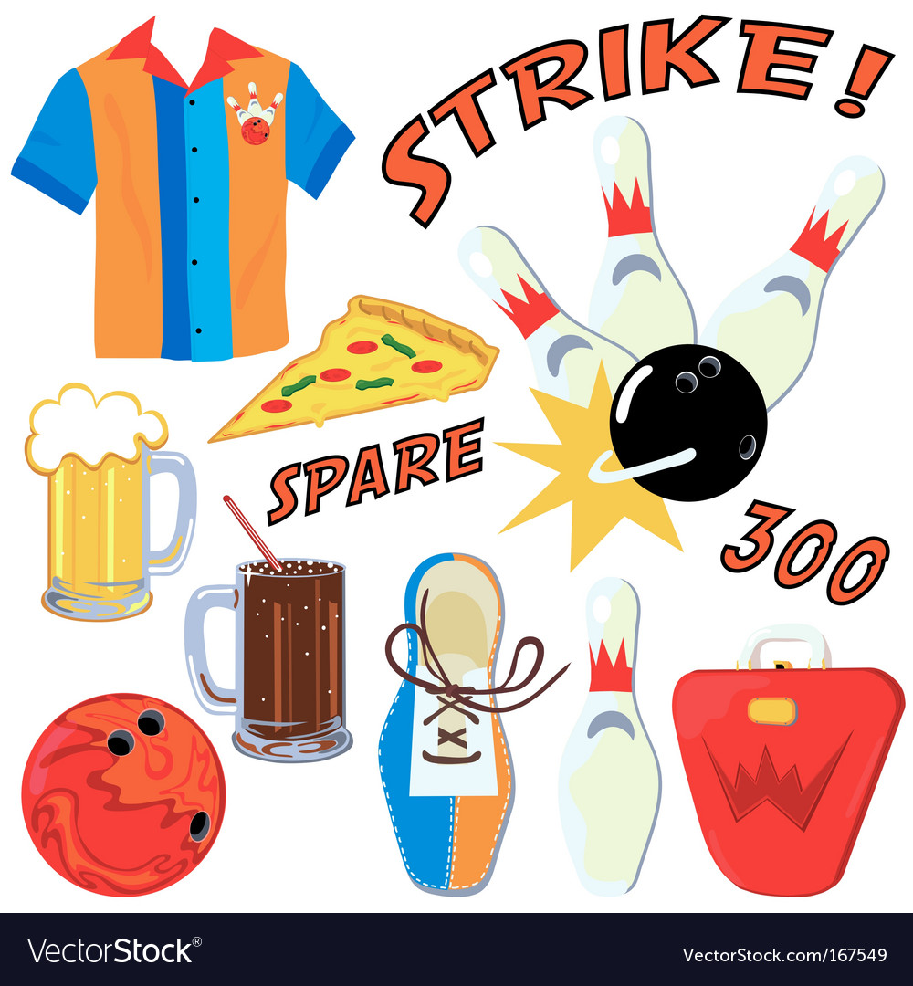 Bowling party clip art icons