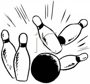 Retro Bowling Ball Striking Pins