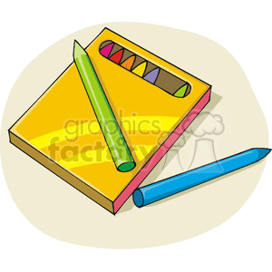 Cartoon colored box of crayons clipart