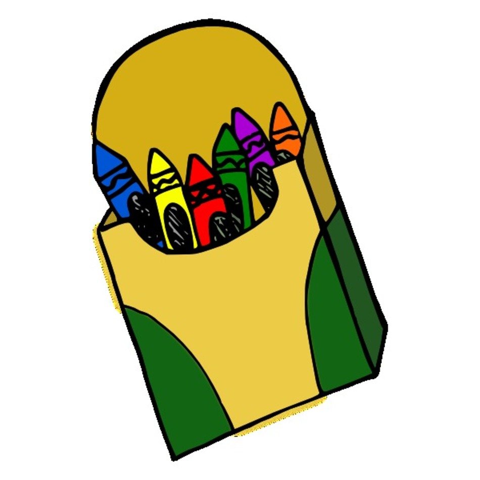 Box with the colorful crayons clipart free image