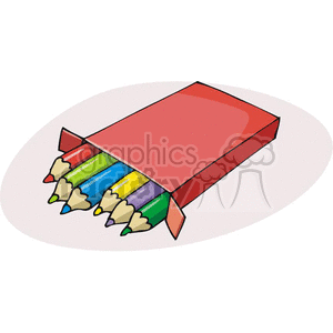 Cartoon box of colored pencils clipart
