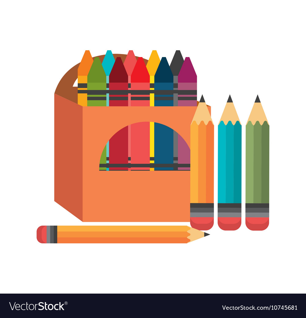 Crayons box four pencil graphic