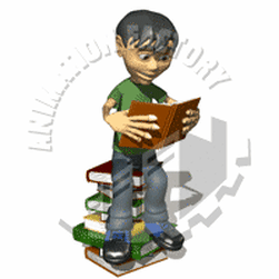 Boy Reading Book Animated Clipart GIF