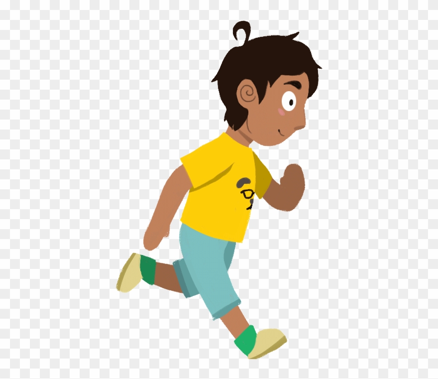 Cartoon boy running.