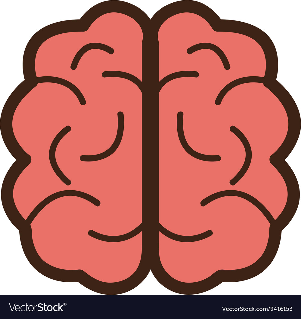 Red brain front view graphic