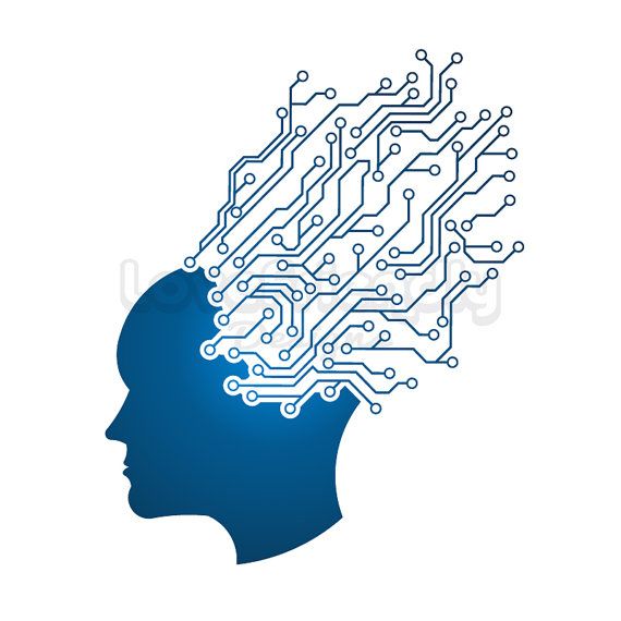 Man Head circuit mind logo
