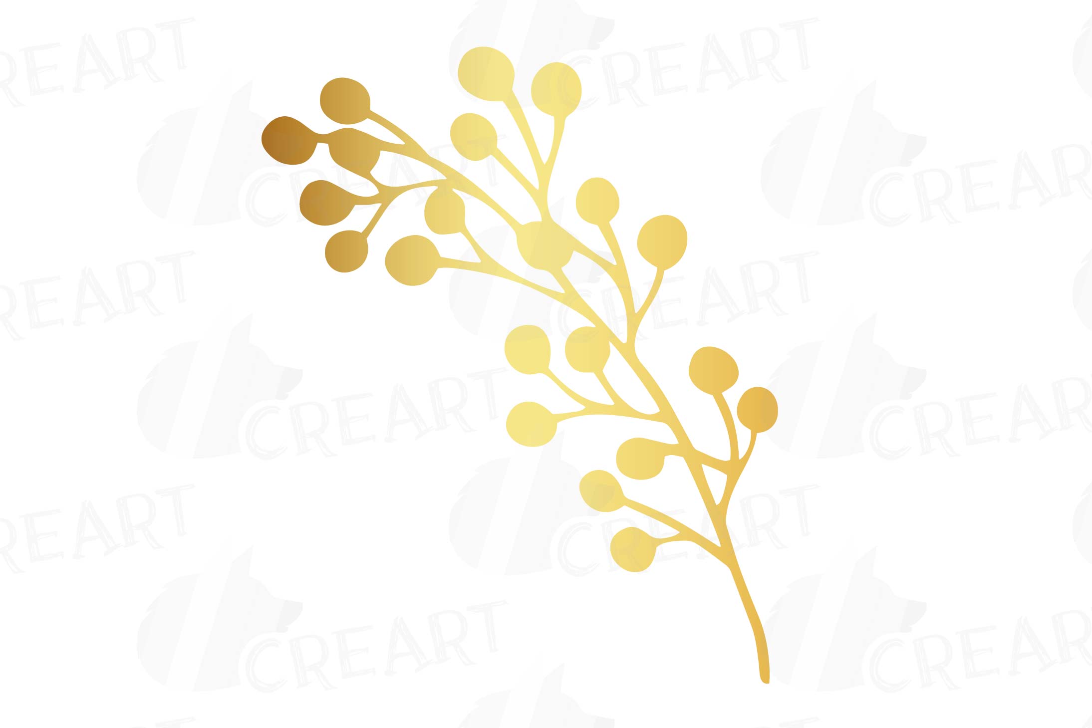 Elegant golden wedding branch and leaf clip art pack, png