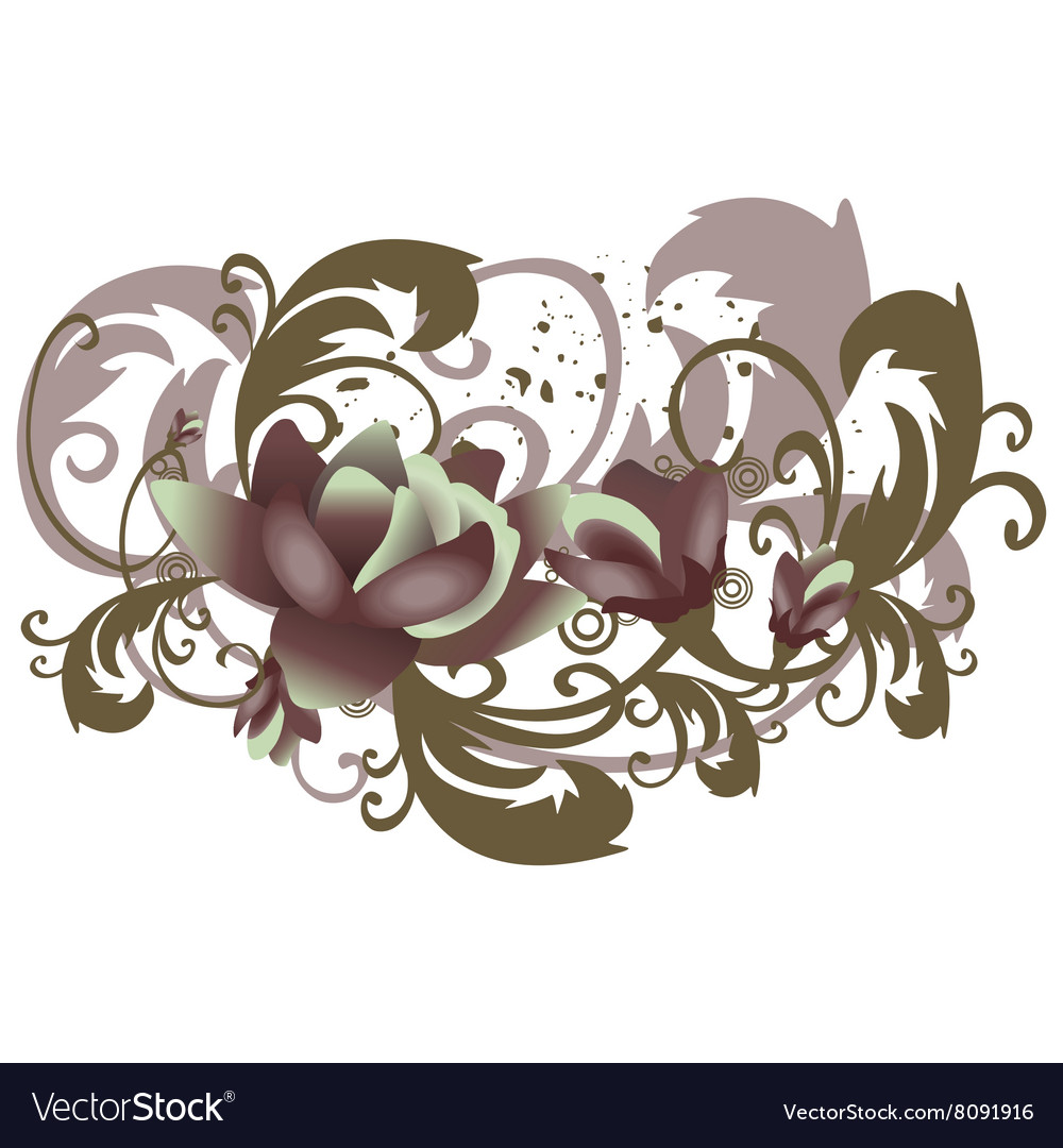 Roses leaves horizontal flowers with branches vector image on VectorStock
