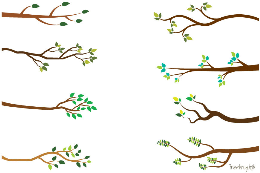 Tree branch clipart, Green leaf branches clip art, Bare