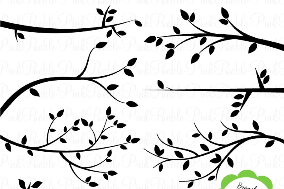 Branch silhouettes clipart.