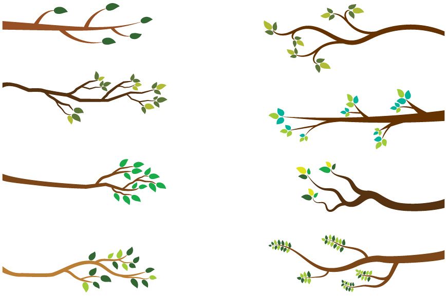Tree branches clipart, Green leaves branch clip art spring