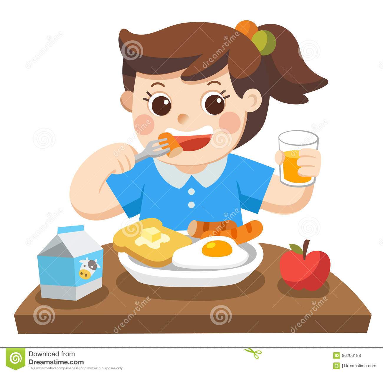 Eat breakfast clipart girl