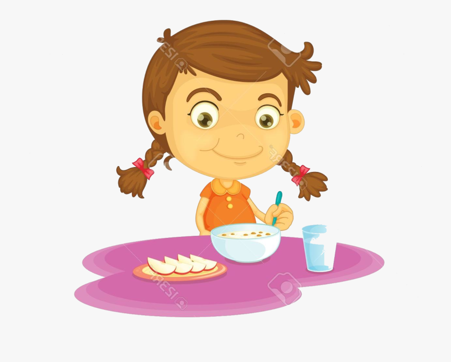 Girl Eat Breakfast Clipart , Transparent Cartoon, Free