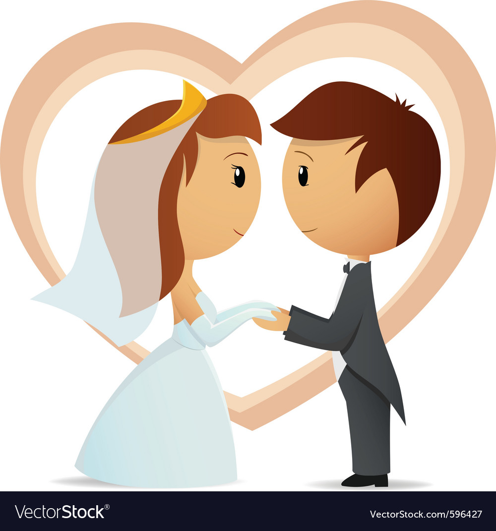 Cartoon bride and groom