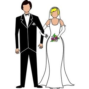 bride and groom clipart black