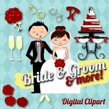 Wedding Couple Bride Groom Clipart Set