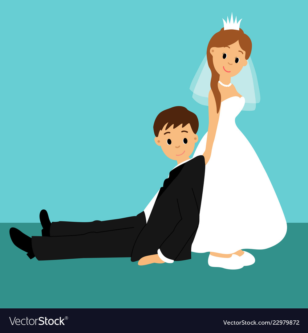 bride and groom clipart blue