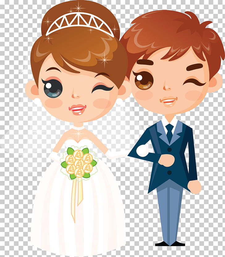 Wedding invitation couple , bride and groom PNG clipart