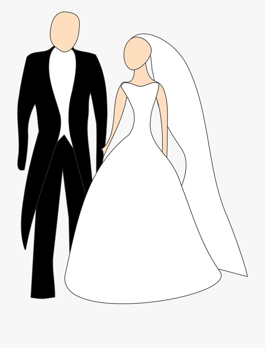 bride and groom clipart dress