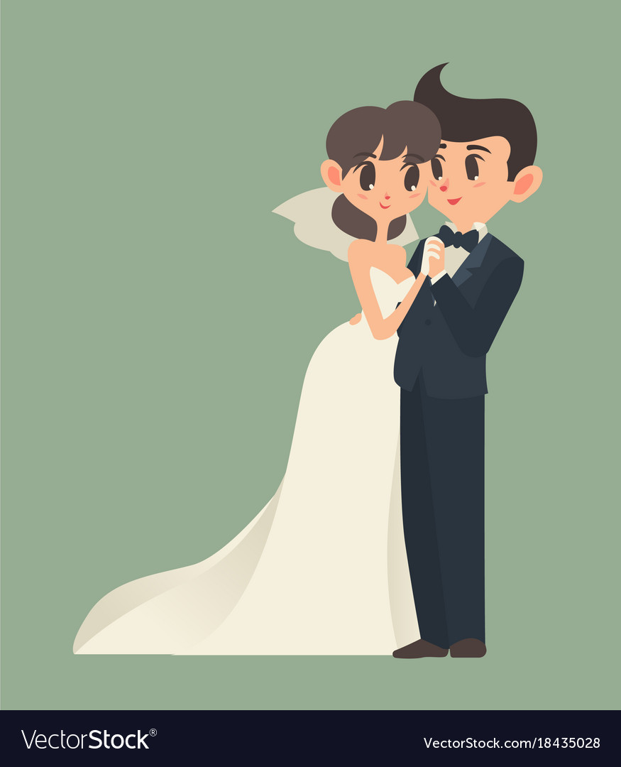 Bride and groom cartoon character
