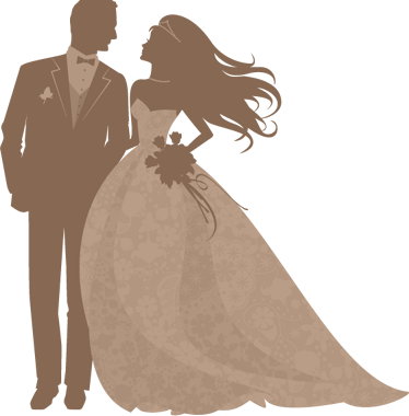 bride and groom clipart gold