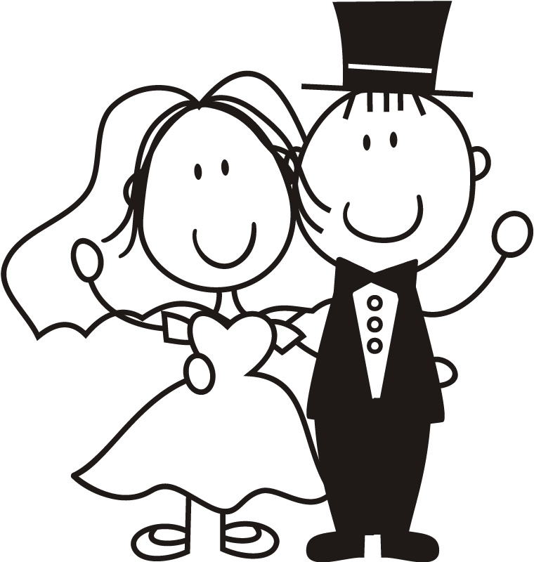 bride and groom clipart outline